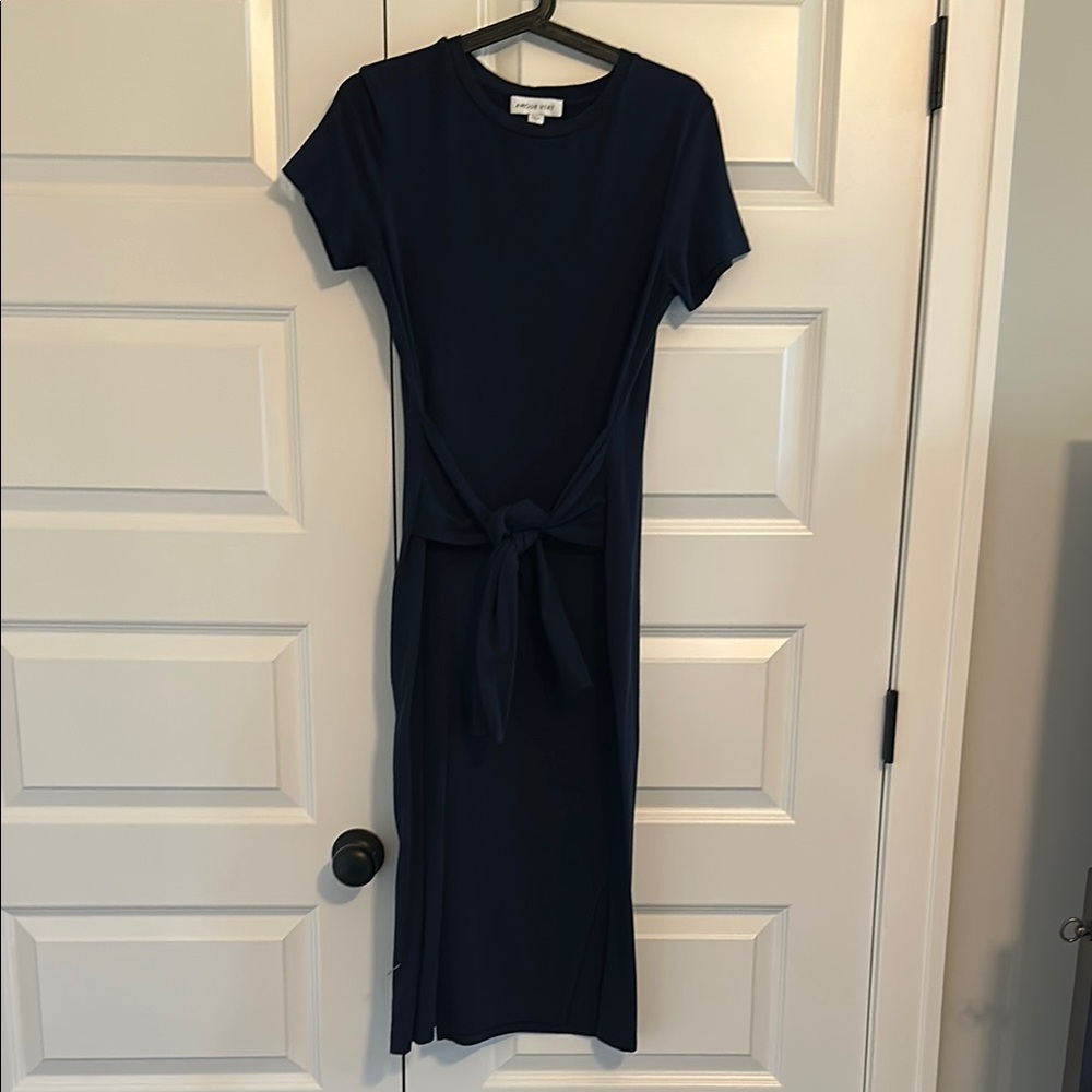 Amour Vert Navy Blue Tie-Front T-shirt Dress